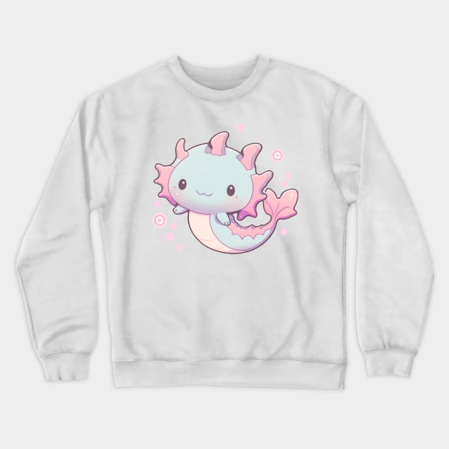 Pink and Blue Pastel Axolotl Cute Crewneck Sweatshirt by peachycrossing